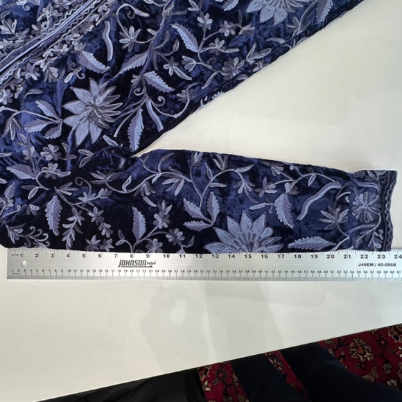 Soft Surroundings Blue Floral Embroidered Jacket - Picture 7 of 12